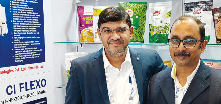 Kirti Panchal (left) and Subir Dutta of Echaar Equipments at the Mumbai Speciality Films & Flexible Packaging Global summit. Photo PSA